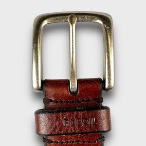 Vintage Fossil Men's Joe Brown Leather Belt With Silver Buckle Size 38 EUC